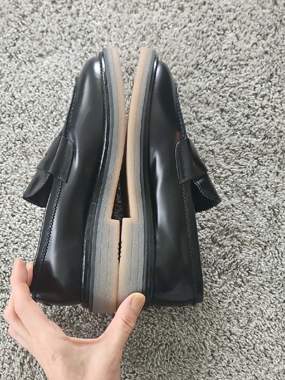 Nwt AGL Black Patent Leather Penny Loafers 38 Preppy Chic Minimalist y2k
